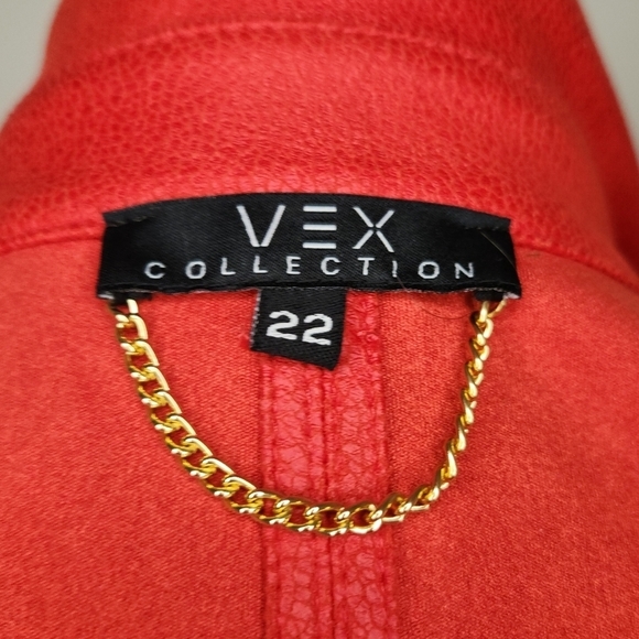 Red faux Suede Plus Size Jacket - Picture 10 of 14